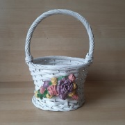 Vintage koszyczek wiklinowy ozdoby barbola z masy średnica 18cm jak nowy.8