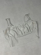 Piękna biała koszulka bluzka na ramiączkach top Crop top krótka biała 