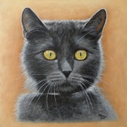 Kot rasy rosyjski niebieski  - obraz olejny na płótnie