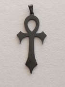 Krzyż egipski Ankh w kolorze czarnym - naszyjnik, wisiorek z  łańcuszkiem