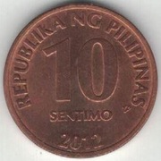 Filipiny 10 sentimo centymów 2012 -  17 mm - nr 1