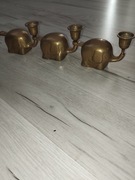 Świecznik słonie z mosiądzu