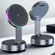 Magnetyczny uchwyt na telefon z ładowarką indukcyjną Qi Magsafe LED 360°