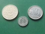 URUGWAJ PARAGWAJ - Zestaw 3 monet 1 5 Pesos 10 Guaranies 1978 1980 1989 k3