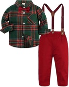 Garnitur dla niemowlęcia 4-elementowy smoking – miętowy i czerwony 2-3 lata