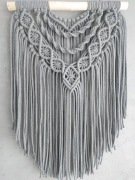 SZARA MAKRAMA  DO SALONU SYPIALNI nowoczesna duża na ścianę boho 