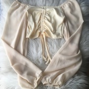 Kremowa Bluzka Crop Top z regulowaniem XS/S