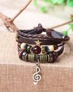 BRANSOLETKA WARSTWOWA BRĄZOWA MOTYW GWIAZDA KLUCZ WIOLINOWY DAMSKA MĘSKA 