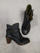 Czarne skórzane eleganckie zasuwane buty botki na obcasie El Naturalista 39