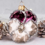 Bombka bratek fioletowy z kryształem
