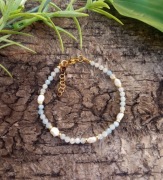 Bransoletka akwamaryn i perełki rzeczne 