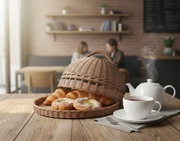 Zestaw wiklinowy rękodzieło - taca i pokrywka