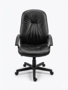 Fotel biurowy obrotowy krzeslo na kółkach czarny skorzany