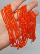 Naszyjnik Orientalna kaskada neon pomarańczowy wielowarstwowy duży Handmade