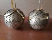 Złote bombki karczoch choinkowe świąteczne ręcznie robione ozdoby 2 sztuki