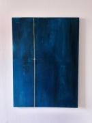 Obraz ręcznie malowany Navy Gold Vertical  abstrakcja granat zloto 55x75 