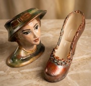 Kolekcjonerski But Vintage Ceramika RĘCZNIE MALOWANY Malatura na zimno 