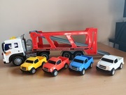 Auto transporter tir z przyczepą laweta 4 autka światła dźwięki