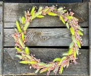 Limonkowy wianek boho z suszonych traw, rękodzieło, prezent na okazję