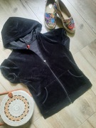 Aksamitna bluza z kapturem, DENIM, r..40, bawełna, rękawy-bufki