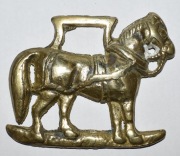 Stary mosiężny medalion zawieszka  z motywem konia