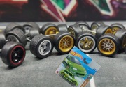 Hot Wheels custom gumowe premium opony zestaw na 5 autek + Honda Civic 