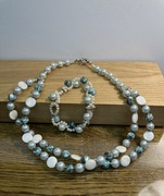 naszyjnik bransoletka sztuczne kulki z elemanty masy perlowej i srebro 925