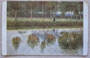 GUSTAV KLIMT - Brzeg jeziora z brzozami - 1917r poczta polowa