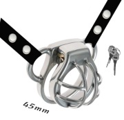 Mały stalowy pas cnoty klatka na penisa + pasek podtrzymujący oring 45mm