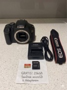 Lustrzanka Canon EOS 600D (body) + pamięć 256 GB, ładowarka, bateria, smycz