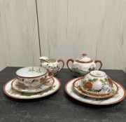 filizanki dla zakochanych porcelana japonska wzor z ptaszkiem stara lekka