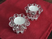 Komplet 2 szklanych świeczników, Reims, Francja, szkło prasowane, vintage