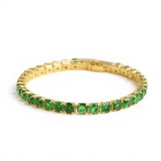 Bransoletka Tennis złota zieleń Cyrkonie