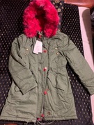 Ciepła Zimowa Parka-różowe futerko