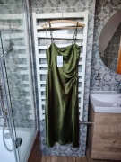 Nowa piękna sukienka elegancka długa zielona Zara L z metką śliski materiał