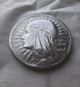 Srebrna moneta 5 zł Głowa Kobiety 1933, Ag 750, piękna 