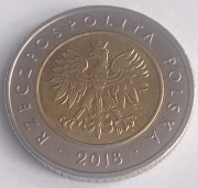 5 ZŁOTYCH 2018 - 100 LECIE ODZYSKANIA PRZEZ  POLSKĘ NIEPODLEGŁOŚCI - PIÓRO