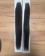 Włosy naturalne europejskie 20 kanapek Tape On czarny 100 gram dł 50 cm.