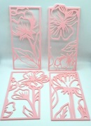 Zestaw Kwiatków – 4-częściowa Dekoracja 2D w Stylu Line Art