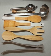 8 x PRZYBORY KUCHENNE ZESTAW łyżka łopatka chochla szczypce miodownik