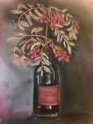 Obraz namalowany ręcznie pastele suche, jarzębina 