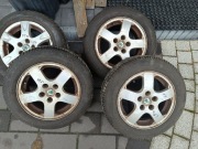 4 felgi aluminiowe 6X14 ET43 5X100 z oponami letnimi - b.dobry stan