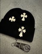 Zimowa czapka czarna chrome hearts unisex