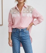 Zeta otto piękna koszula prążek koronka 50 52 oversize