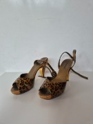 Monnari sandały na obcasie w panterkę panterka 36 koturnie sexy print
