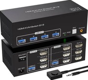 Przełącznik Switch 2x3 KVM HDMI 2.1 8K 60Hz USB 3.0