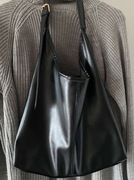 Czarna torba na ramie regulowana torba na ramie shopper skóra eko pojemna 