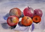 Mandarynki i jabłka, akwarela, A4, nowy, Skoczyk 