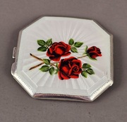 Puderniczka srebro emaliowane giloszowane Piekna!