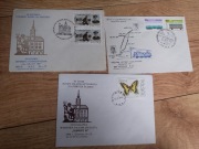 zestaw 3 stare koperty ze znaczkami i stemplami warszawa, gliwic